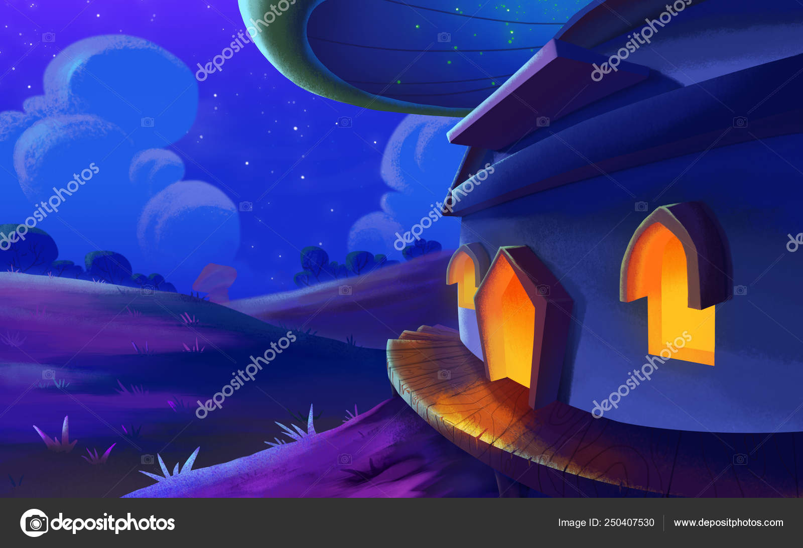Beautiful Night Scenery Wallpaper Beautiful Night Fantastic Land Realistic Fantastic Cartoon Style Scene Wallpaper Stock Photo C Nextmars 250407530