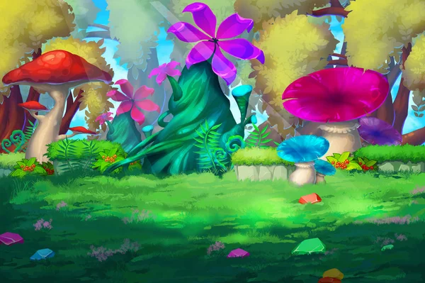 Unreal Magic Forest Illustration Background — Stock Photo, Image