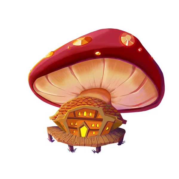 Mushroom House Realistic Fantastic Cartoon Style Building Design Illustration — Stock Photo, Image