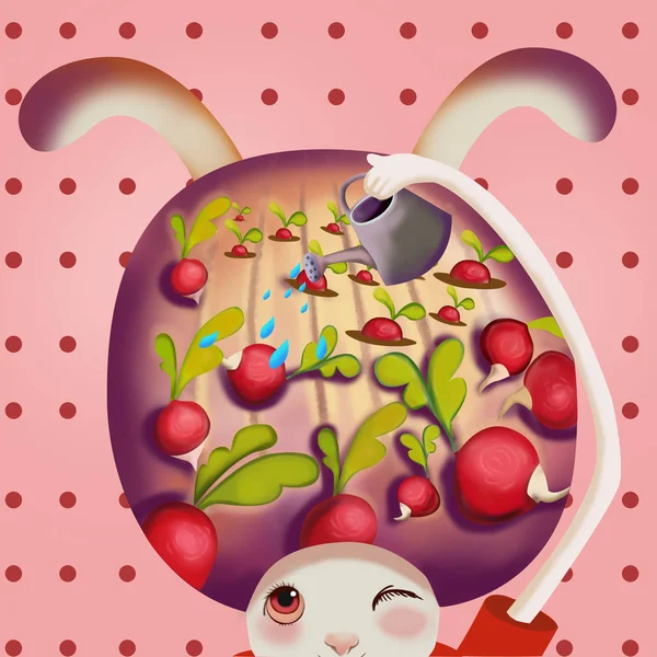 close up view of rabbit head illustration