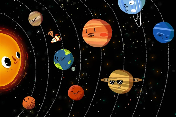 close up view of solar system illustration