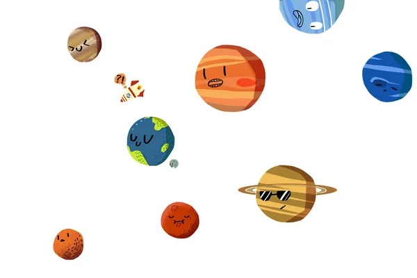 Vista Cerca Los Planetas Coloridos Ilustración —  Fotos de Stock