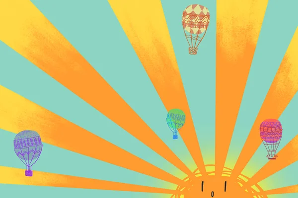 close up view of sunshine and air balloons illustration
