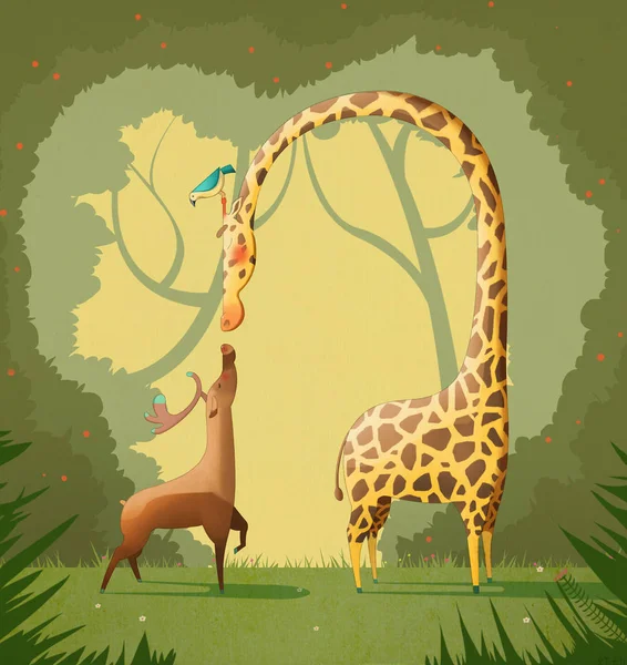 Bliska Widok Jelenie Żyrafa Ilustracji — Zdjęcie stockowe