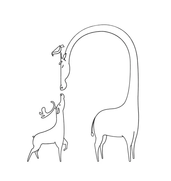 Vue Rapprochée Cerfs Girafes Illustration — Photo