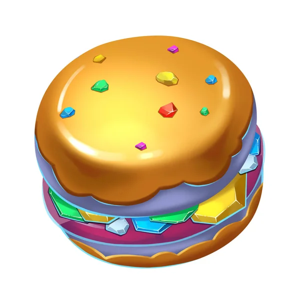 Bliska Widok Kolorowych Burger Ilustracji — Zdjęcie stockowe