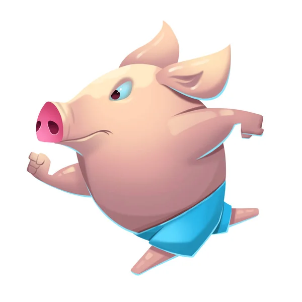 Närbild Löpning Pig Illustration — Stockfoto