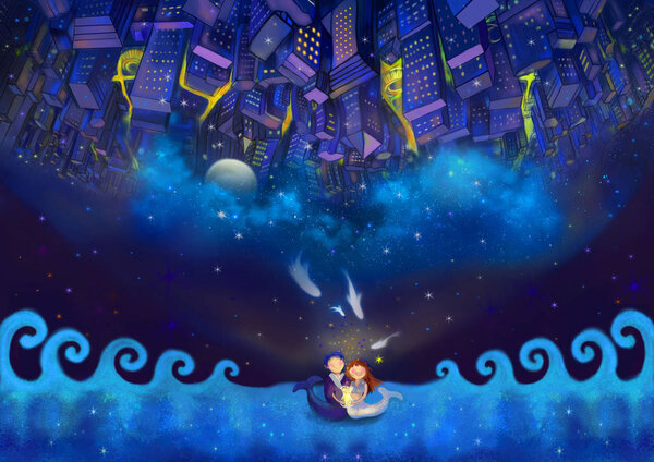 Unreal magic world illustration as background