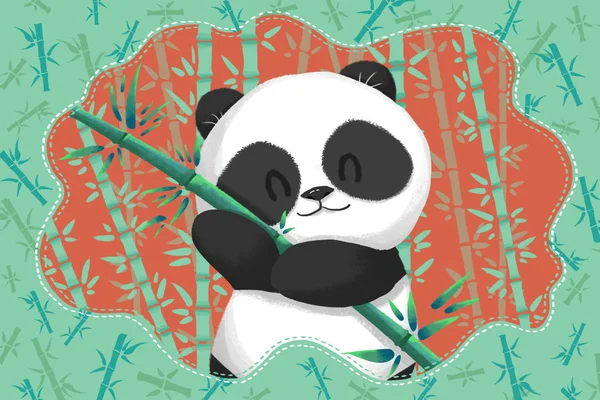 Close Vista Bonito Panda Ilustração — Fotografia de Stock