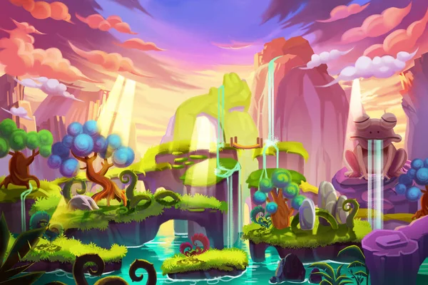 arka plan olarak gerçek dışı sihirli dünya illüstrasyon