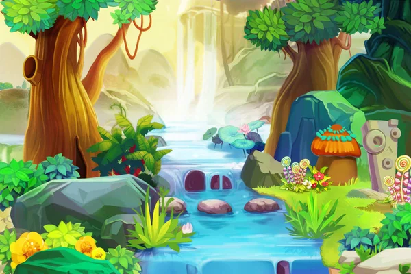 Unreal Magic Forest Illustration Background — Stock Photo, Image