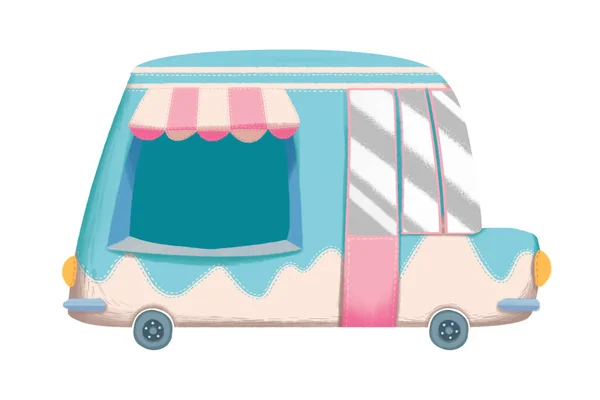 冰淇淋卡车插图特写视图 — 图库照片