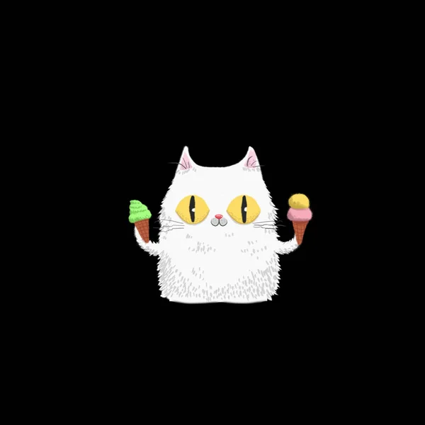 Крупним Планом Вид Кішки Ілюстрацією Морозива — стокове фото