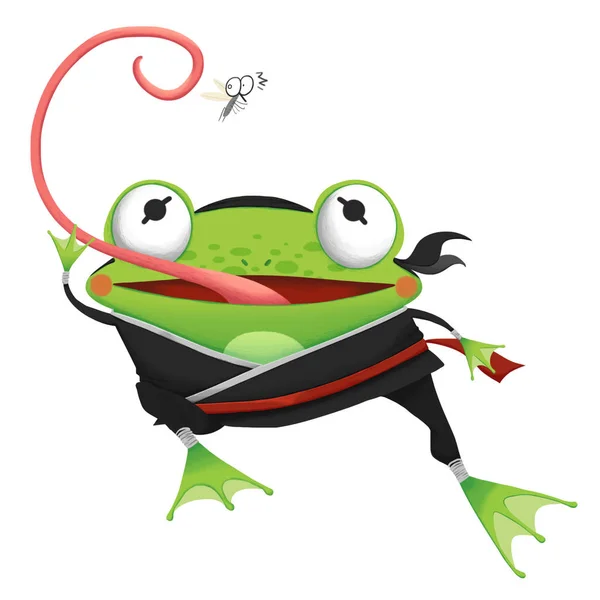 青蛙忍者插图的特写视图 — 图库照片
