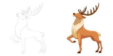 beyaz arka plan üzerinde izole reindeer sevimli illüstrasyon