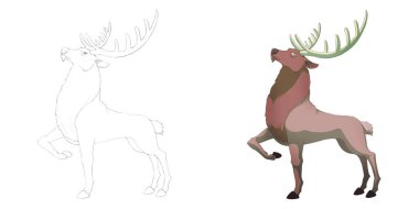beyaz arka plan üzerinde izole reindeer sevimli illüstrasyon