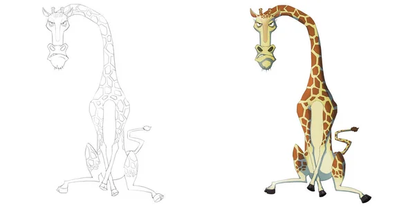 Beyaz Arka Plan Üzerinde Izole Zürafa Sevimli Illüstrasyon — Stok fotoğraf