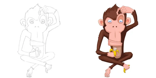 Niedliche Illustration Von Affen Isoliert Auf Weißem Hintergrund — Stockfoto