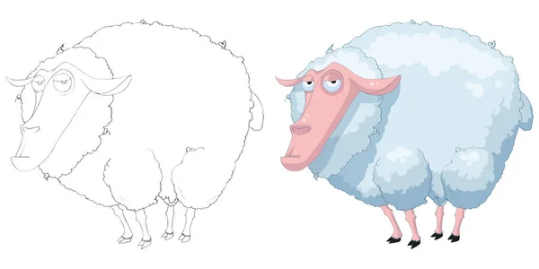 白い背景に隔離された羊のかわいいイラスト — ストック写真