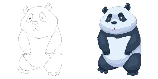 Söt Illustration Panda Isolerad Vit Bakgrund — Stockfoto