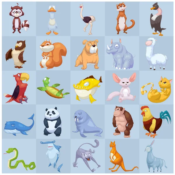cute illustration of animals set isolated on white background