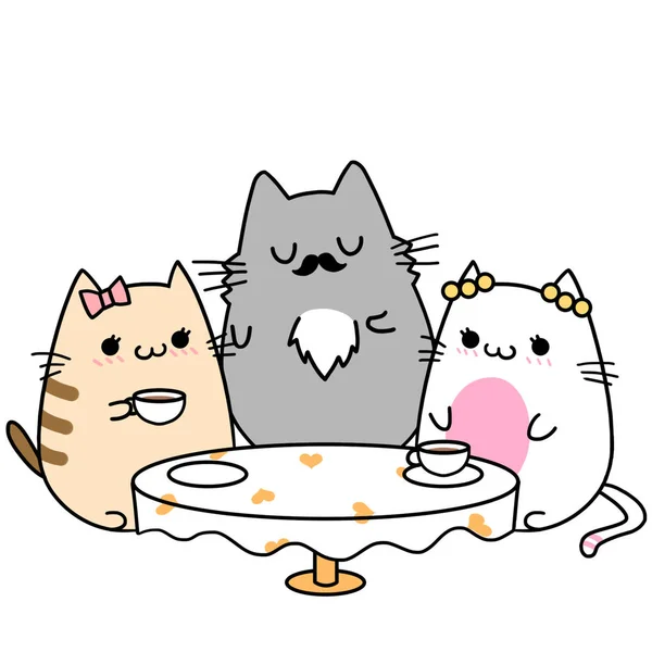 Nahaufnahme Von Katzen Familie Illustration — Stockfoto
