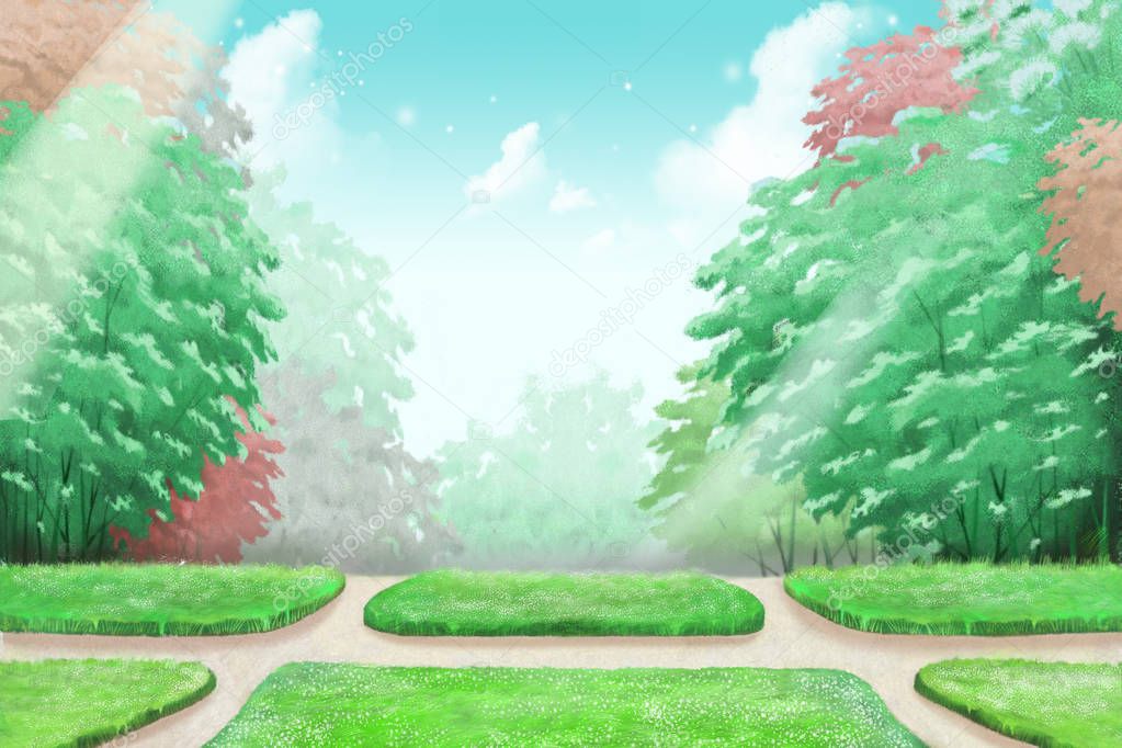 unreal magic forest illustration as background