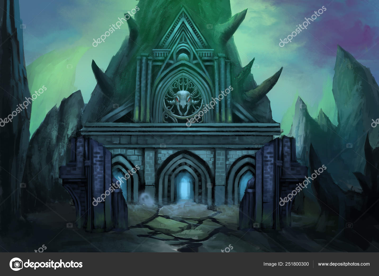 Dark Temple Video Games Digital Artwork Concept Illustration Realistic  Cartoon Stock Photo by ©NextMars 251800300