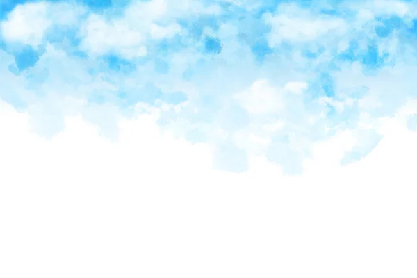 White Clouds Blue Sky Watercolor Style Artwork Background — ストック写真