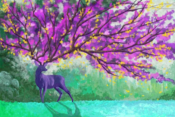 Geyik İmparatoru Fantastik Versiyonu. Suluboya Stil Dijital Sanat 