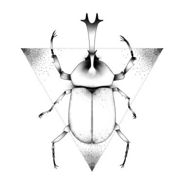 Beetle. Sketch Artwork, Yaratıcı Fikir, Yenilikçi sanat, Konsept İllüstrasyon, Dövme Tasarımı.