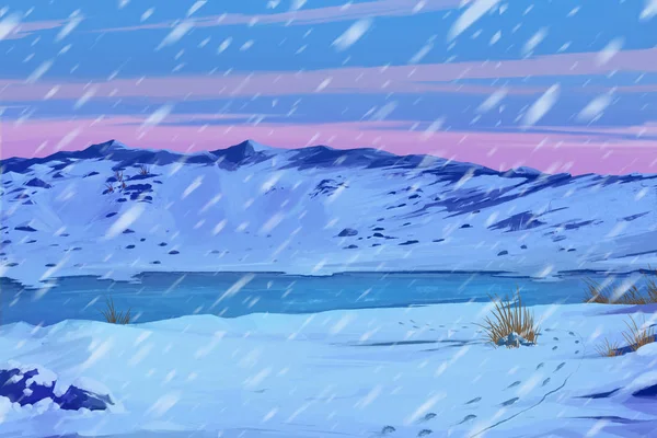 Snow World Winter Videojuegos Digital Carátula Ilustración Concepto Fondo Realista — Foto de Stock