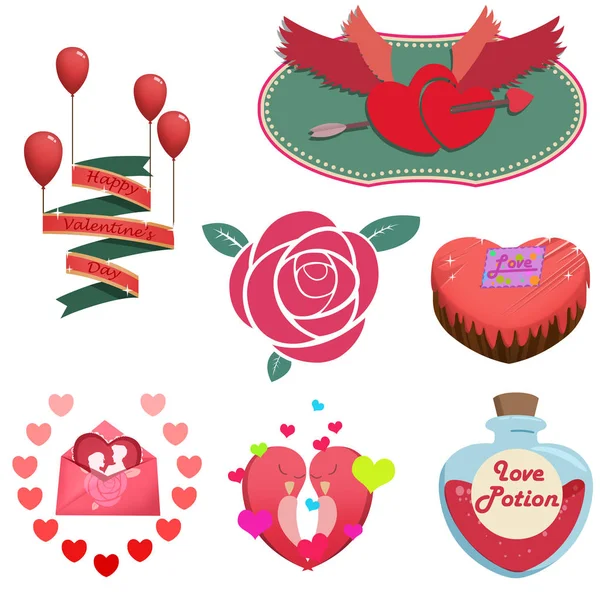 Happy Valentines Day Items Objects Love Letter Love Bird Love — Stock Photo, Image