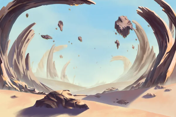 Fantastic Exotic Allen Planets Environment Storm Eye Desert Video Games — Stock Photo, Image