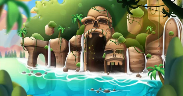 Strange Island Video Games Digital Artwork Concept Illustration Realistic Cartoon — Stock Photo, Image