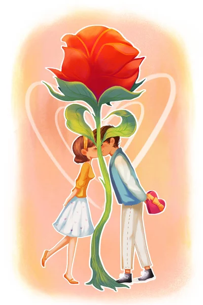 Mutlu Sevgililer Günü Kavramı Sanat Gerçekçi Illustration Video Oyun Dijital — Stok fotoğraf