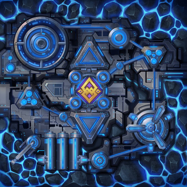 Surface of Sci-fi Environment. Вид сверху на Starship Interior. Фантастический фон. Концепт-арт. Реалистичная иллюстрация. Видеоигра Digital CG работает. Индустрия
. - 