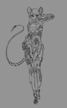 Seksi Steampunk Kız. Kadın Savaşçı Karakter Tasarımı. Konsept Çizgi Sanatı. Gerçekçi İllüstrasyon. Video Oyunu Dijital Cg Artwork. - İllüstrasyon