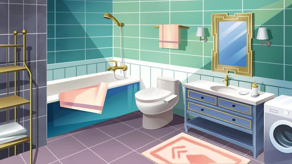 Banyo Odasında Fantezi Arkaplanı Sanat Kavramı Gerçekçi Llüstrasyon Oyun Sahnesi — Stok fotoğraf