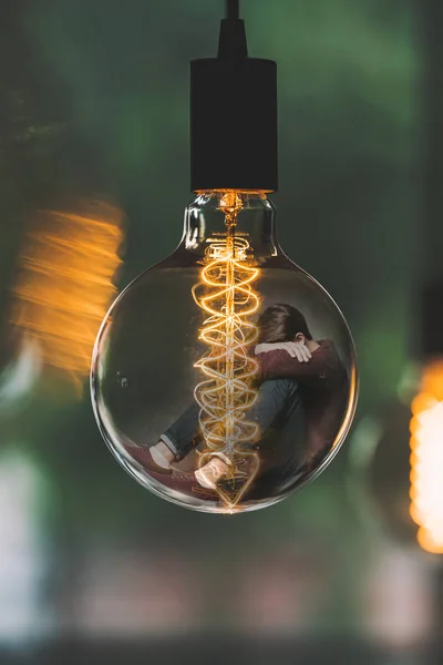 Close-up shot of vintage edison light bulb in selective focus — Stock Photo