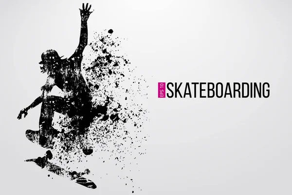 Silhouet van een skateboarder. Vectorillustratie — Stockvector