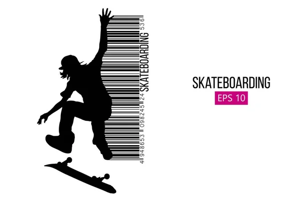 Silhouette de skateboarder. Illustration vectorielle — Image vectorielle
