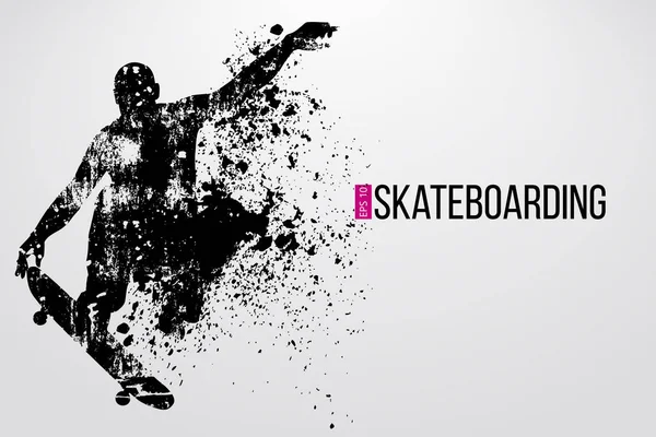 Silhouet van een skateboarder. Vectorillustratie — Stockvector