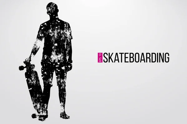 Silhouet van een skateboarder. Vectorillustratie — Stockvector