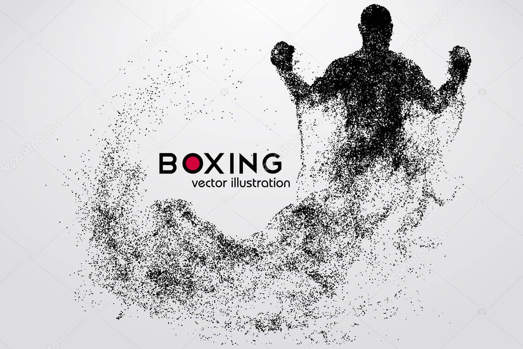 Boxing silhouette. Background and text on a separate layer, color can be changed in one click. Boxing. Vector illustration