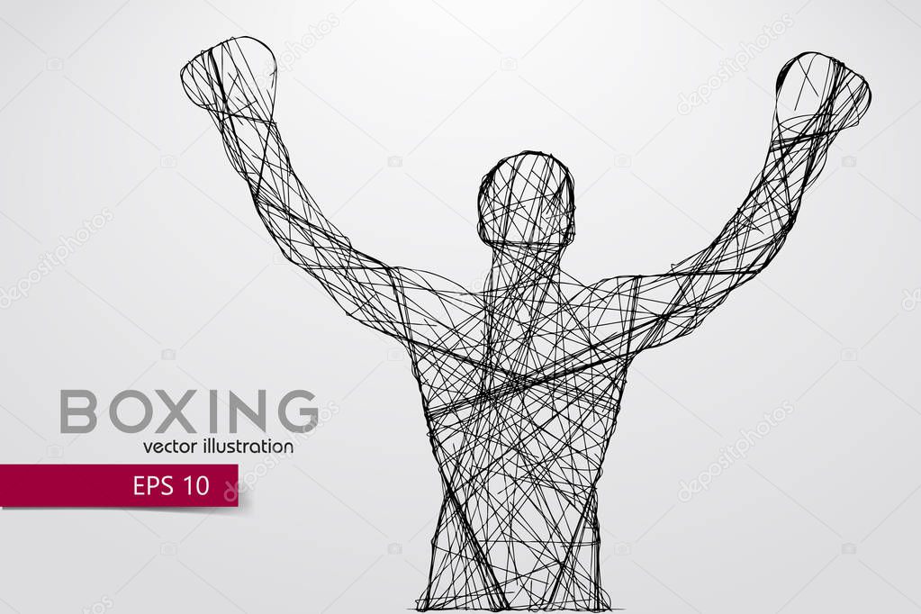 Boxing silhouette. Background and text on a separate layer, color can be changed in one click. Boxing. Vector illustration