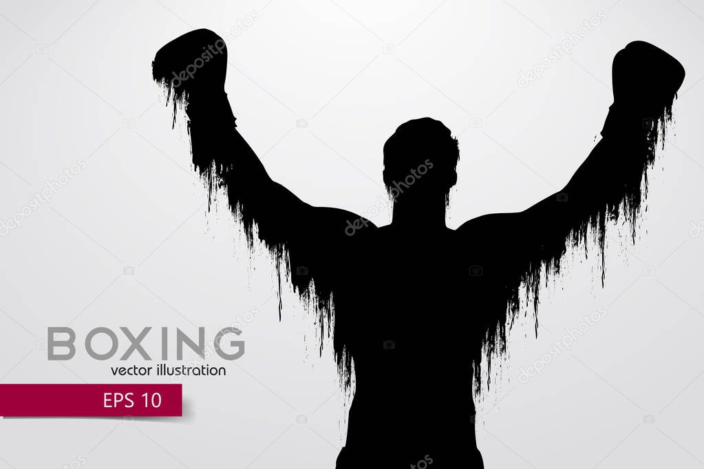 Boxing silhouette. Background and text on a separate layer, color can be changed in one click. Boxing. Vector illustration