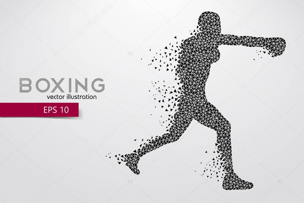 Boxing silhouette. Background and text on a separate layer, color can be changed in one click. Boxing. Vector illustration