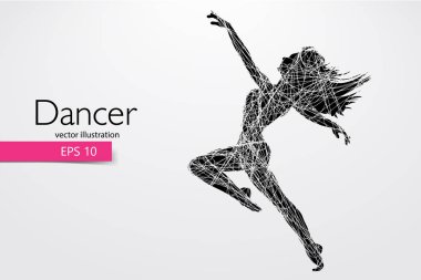 Dans eden kız silüeti. Dansçı kadın. Vektör çizim
