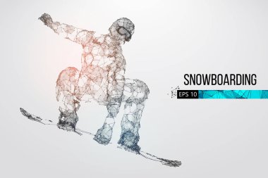 Atlama bir snowboard izole silüeti. Vektör çizim